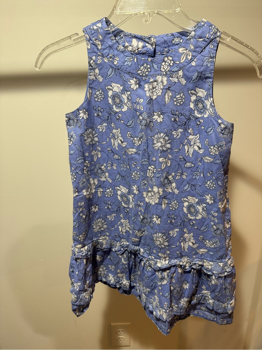 Janie and Jack Blue and White Floral Sleeveless Dress